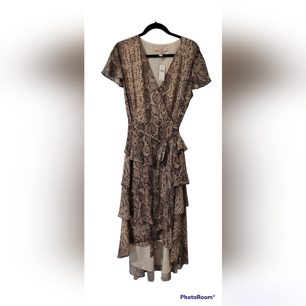 Anthrpologie Python Print Tiered Wrap Dress